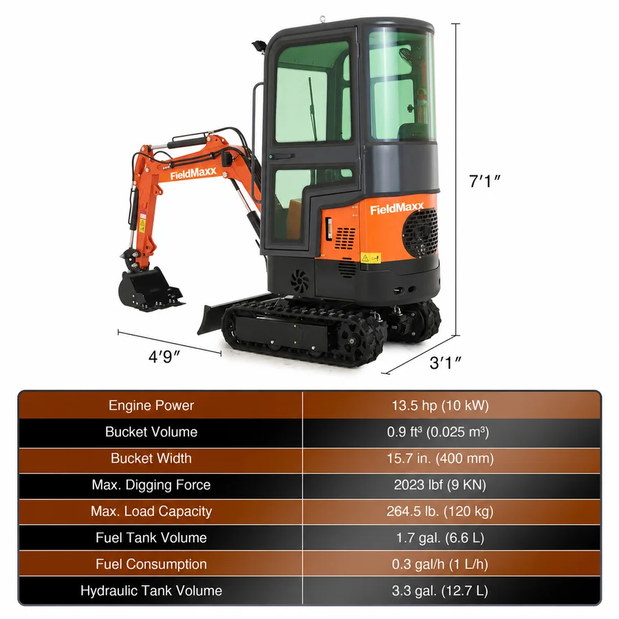 FieldMaxx FXCab Enclosed Excavator — view 8