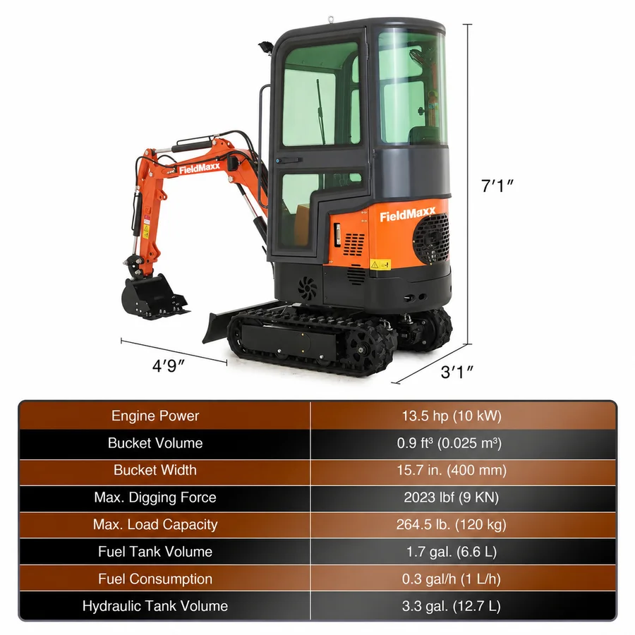 FieldMaxx FXCab Enclosed Excavator — view 14